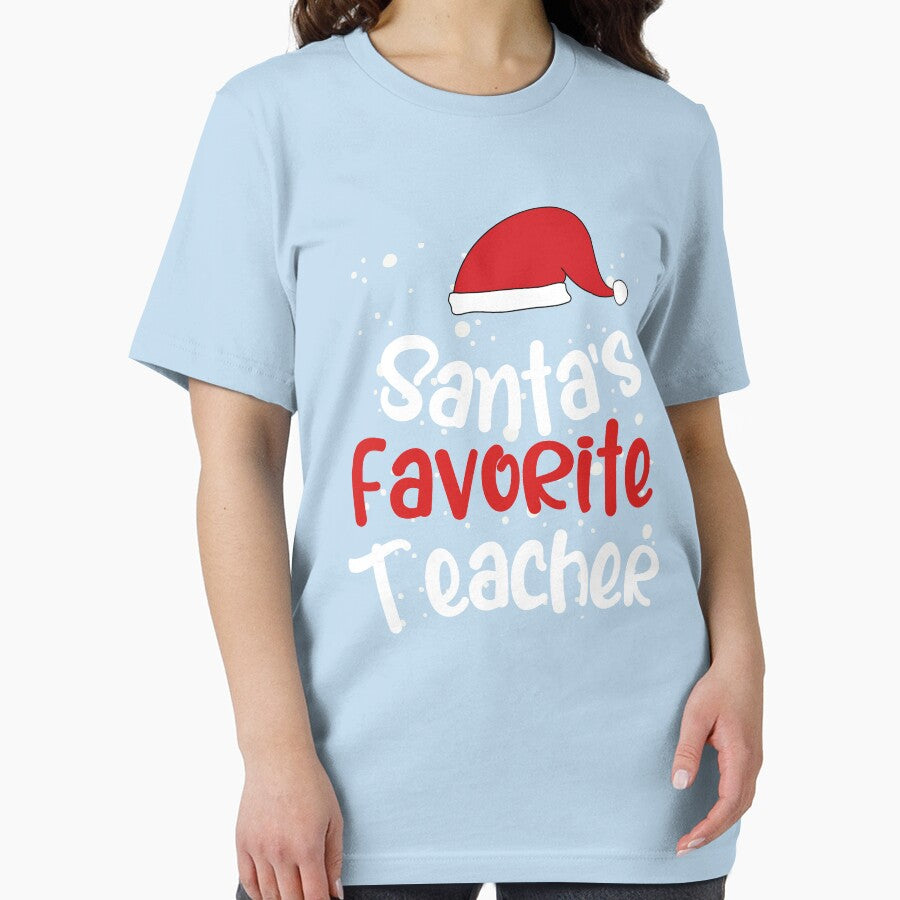 Santa's Favorite Teacher Funny Christmas Pajamas Quote by Kaladzishop