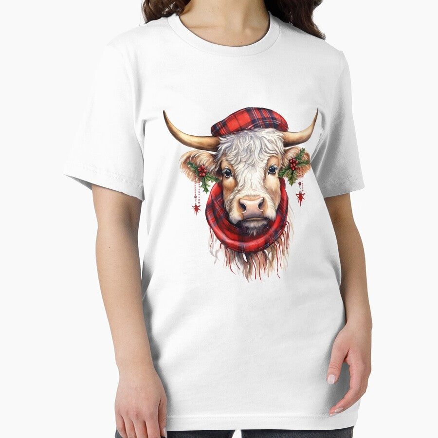Red Plaid Coquette bow Highland Cow by vintagearttee