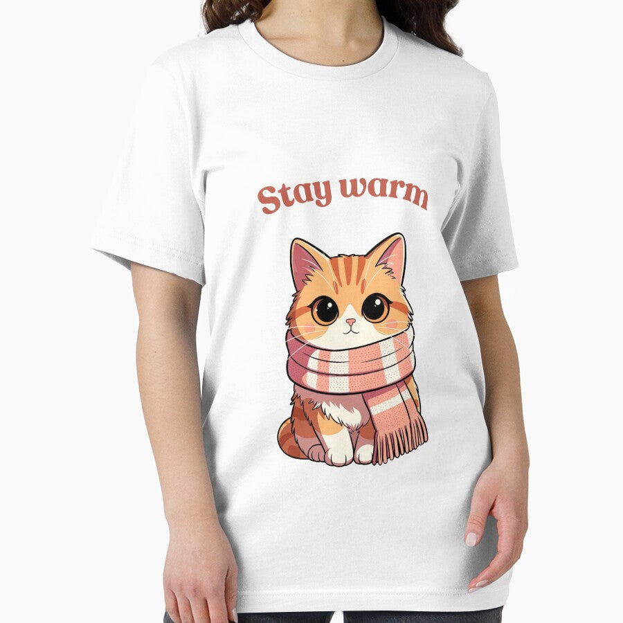 Stay Warm Cozy Cat T-Shirt by EcoArtTees