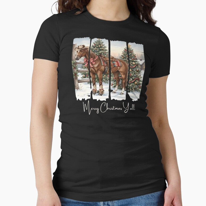 Western Horse Merry Christmas Yall Cowgirl Holiday by MTJ-Mushrooms