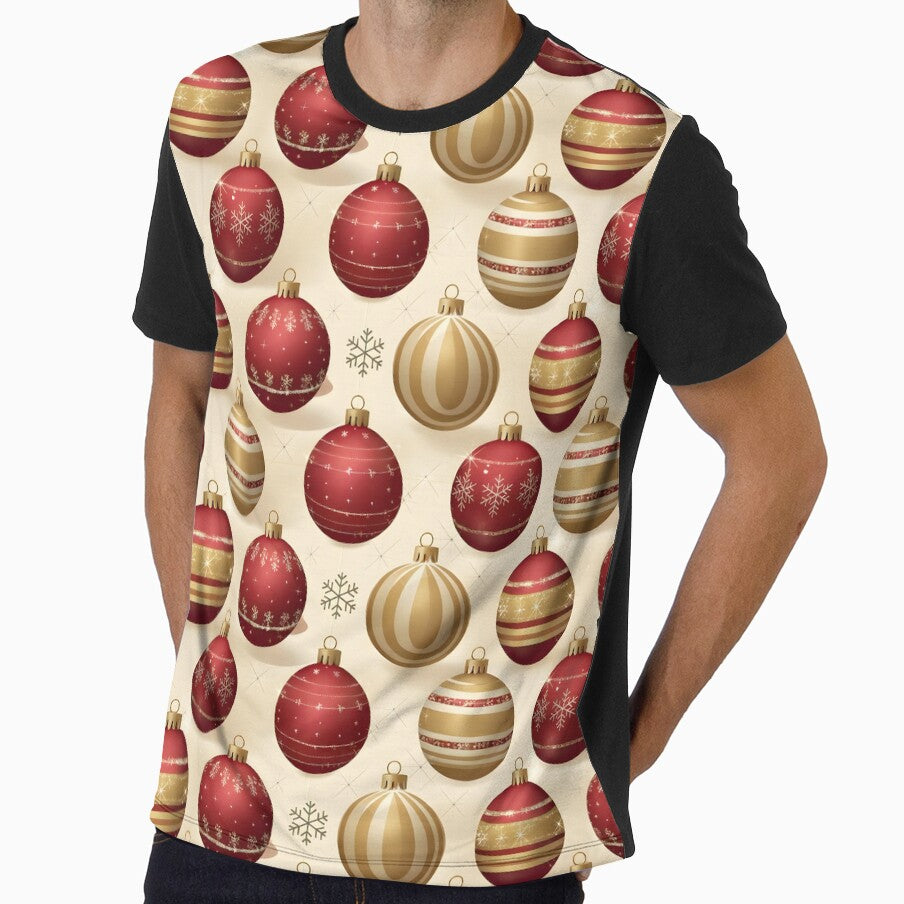 Red & Gold Christmas Ornament Pattern – Elegant Holiday Seamless Festive Design by CoastalEmp