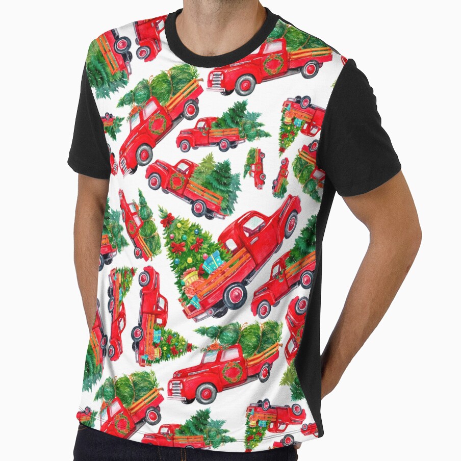 Festive Truck Christmas Tree seamless pattern by natropycals