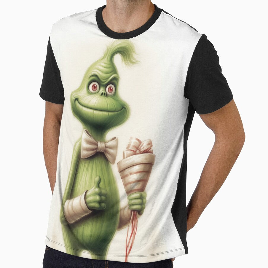 A green Grinch holding a gift. by czintos