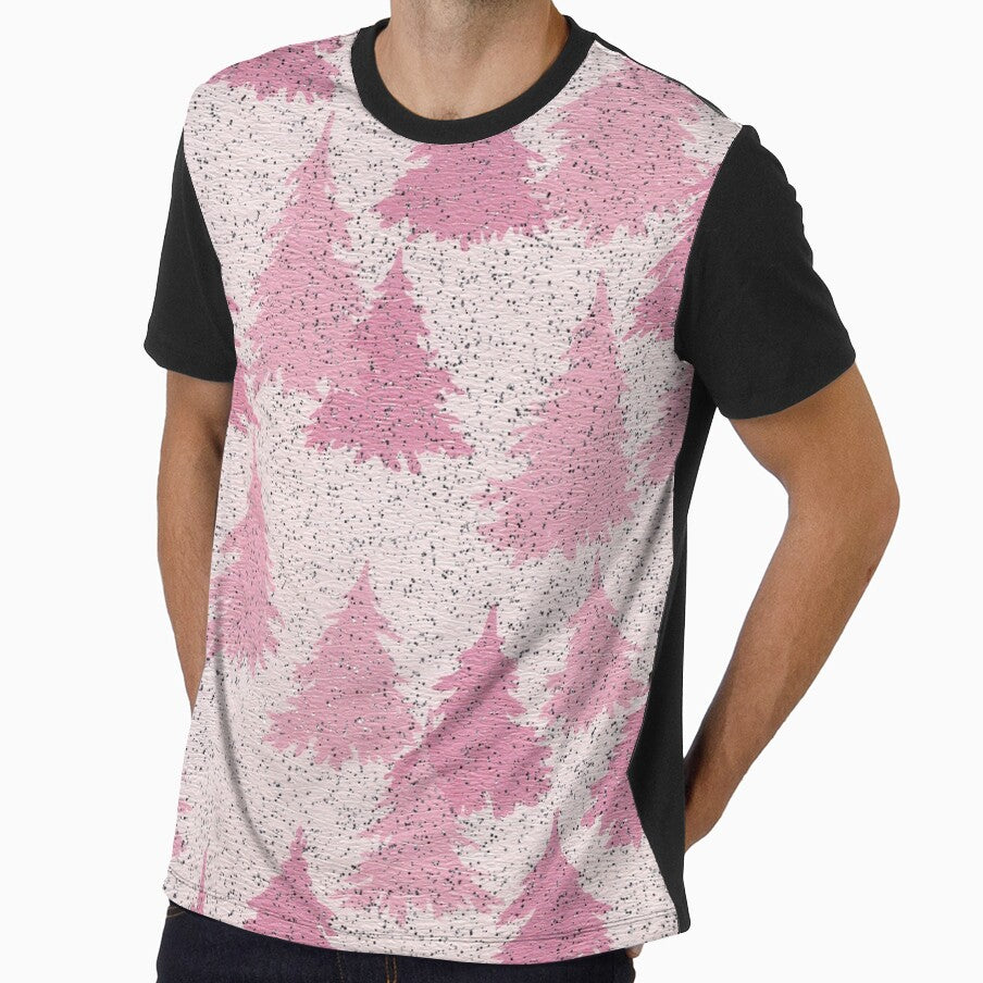 Vintage Pink Christmas Tree Forest Abstract by JimNEmDesigns