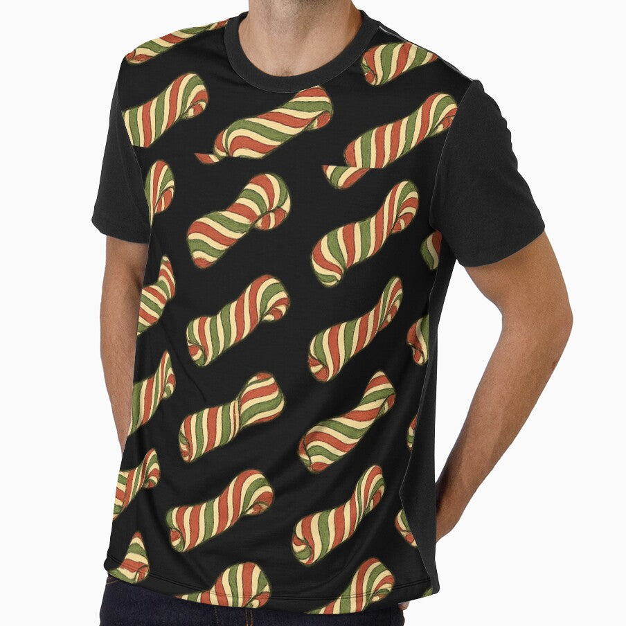 Red Green Candy Cane Pattern Toss – Classic Christmas Stripes by PunchDrop