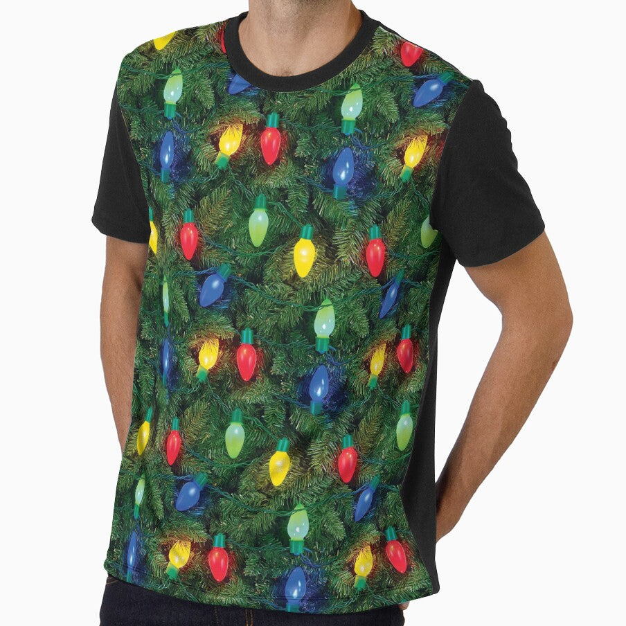Copy of Bokeh Seamless Real Christmas Tree Camo and Printed Lights Pattern by ChattanoogaTee