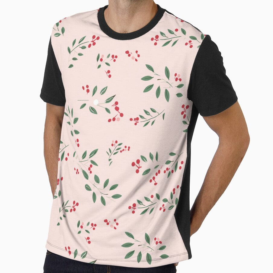 Pink Christmas berries pattern by FatBirdie