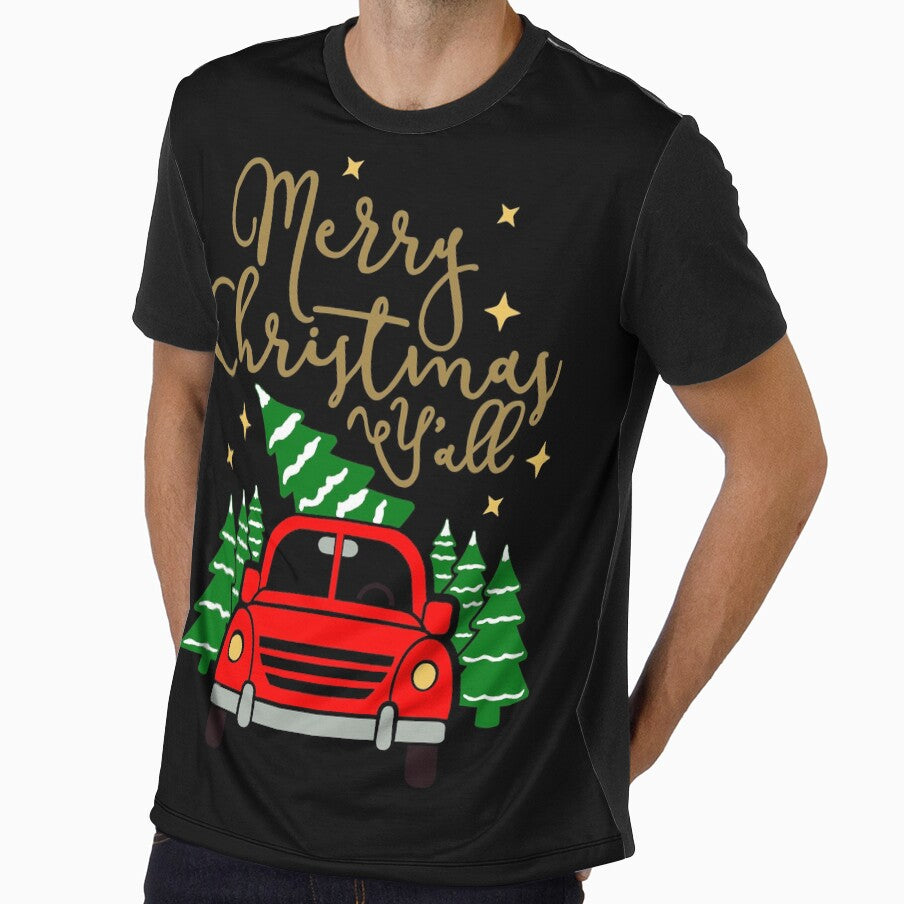 Vintage Red Truck with Christmas Trees & Merry Christmas Y'all by CobwebsClothing