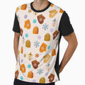 christmas icons pudding, lantern, mitten. Wood style. by zatmeniee
