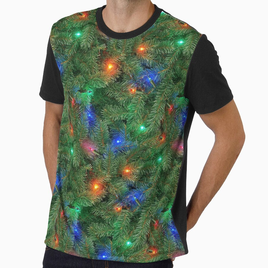 Seamless Real Christmas Tree Camo and Printed Lights Pattern by ChattanoogaTee