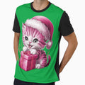 Pink Christmas Kitty Playing With Present | Green by PinkGoddessLove