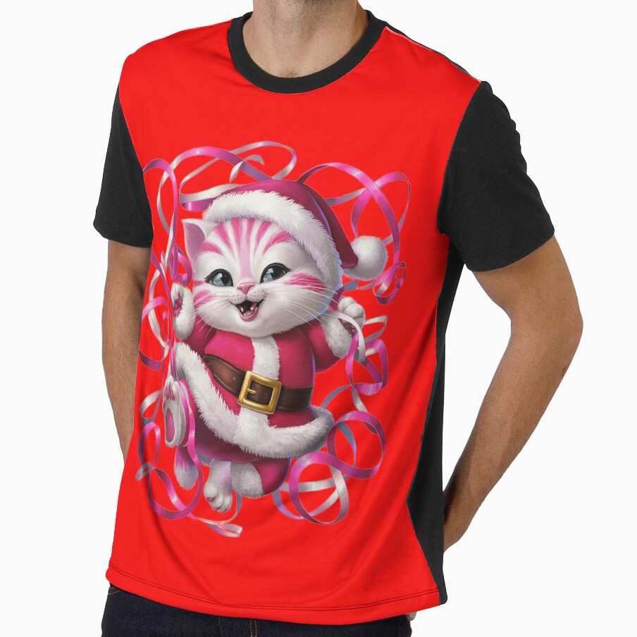 Christmas Kitty With Pink Ribbon | Red by PinkGoddessLove