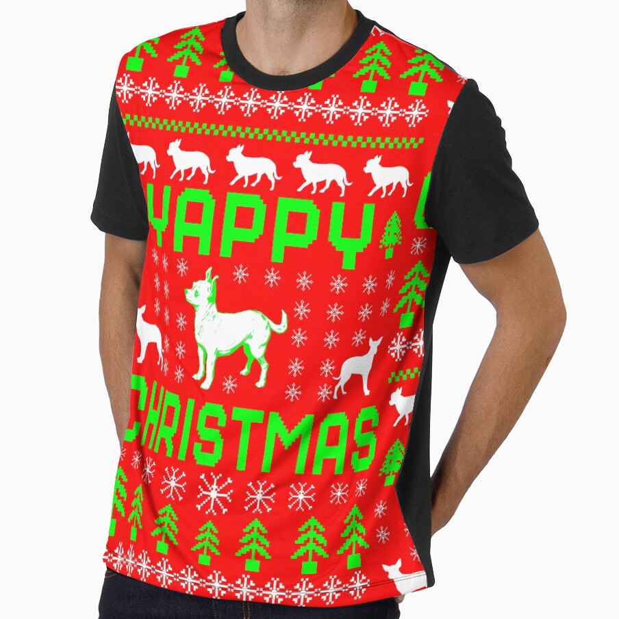 Yappy Christmas, Christmas Dog Chihuahua Pattern by ACC