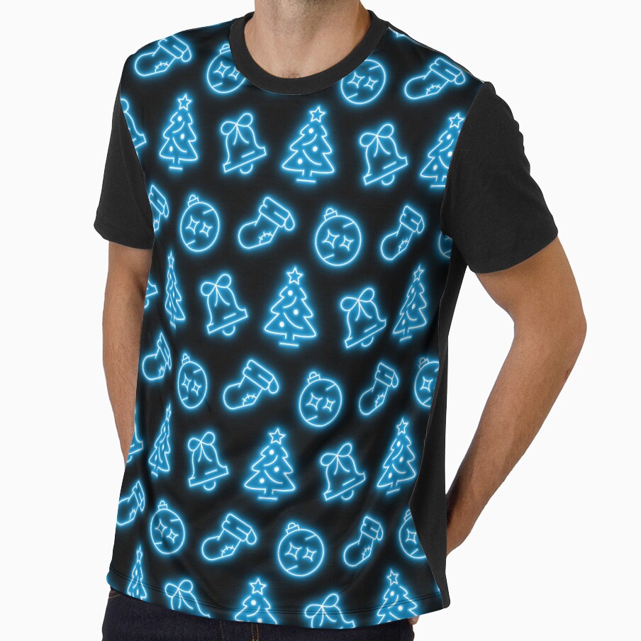 Neon Blue Christmas on Black by Pixels2Patterns