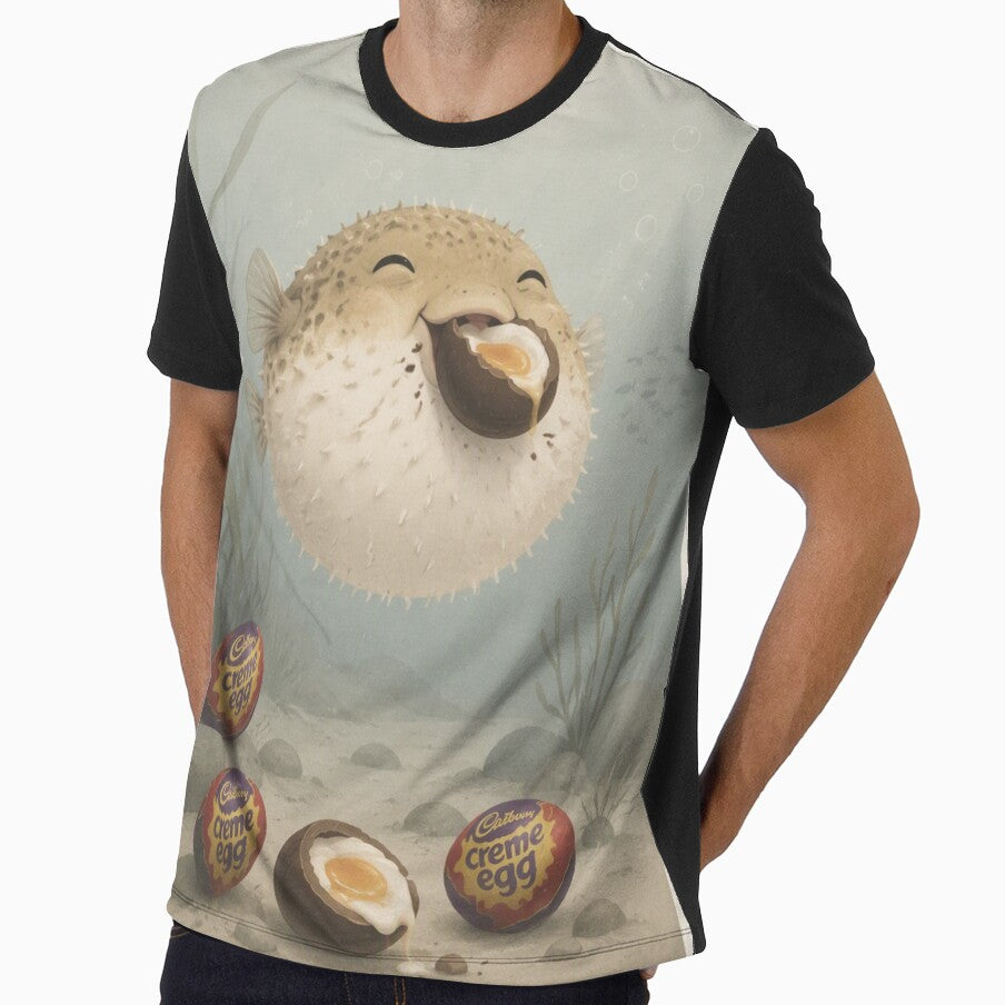 Hygge Puffer Fish & Chocolate Egg "DELICIOUS" Portrait by NickWhittleArt