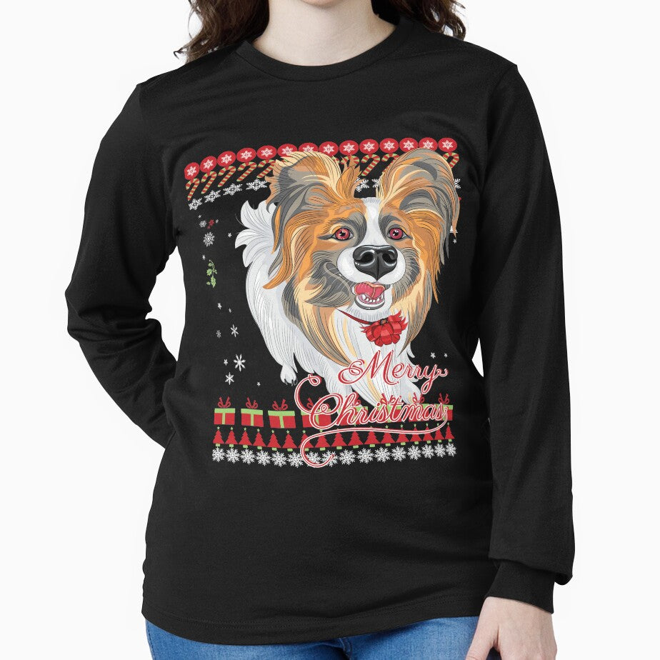 Papillon Dog Shirt - Papillon Dog Ugly Christmas Sweater by lucymeme