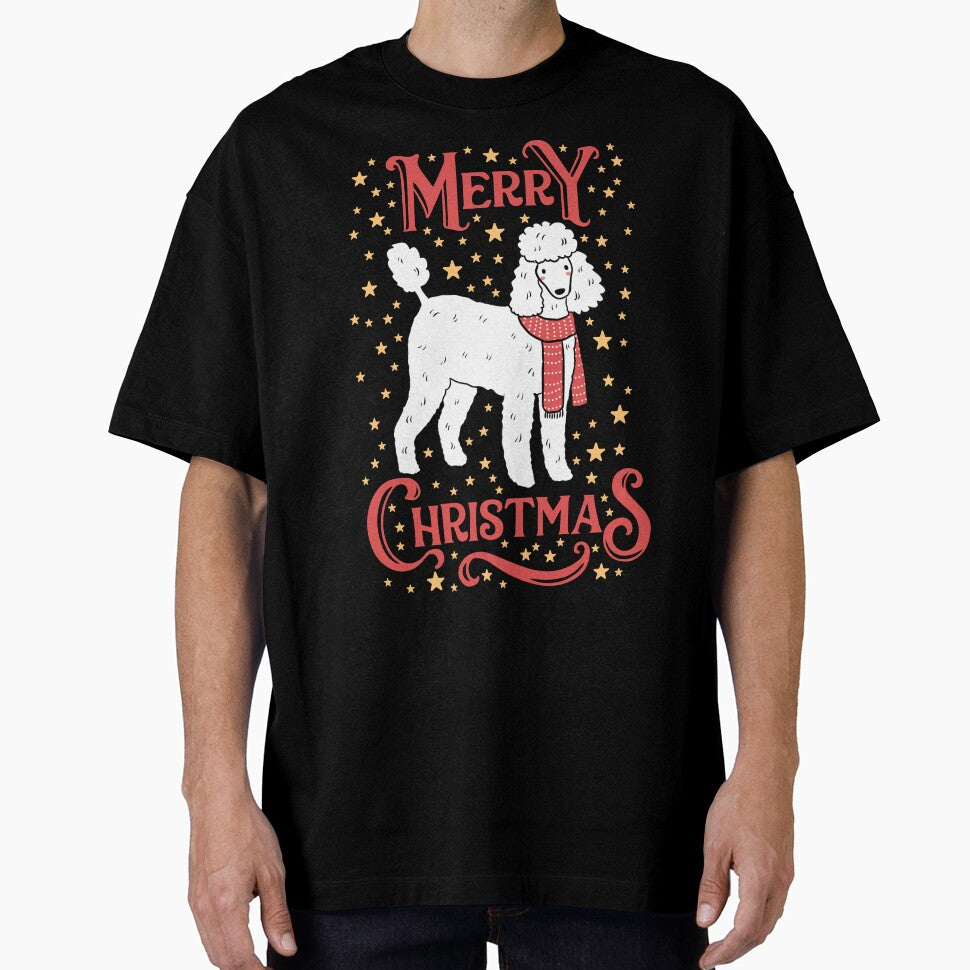 Merry Christmas Cute christmas poodle dog illustration by Yarafantasyart
