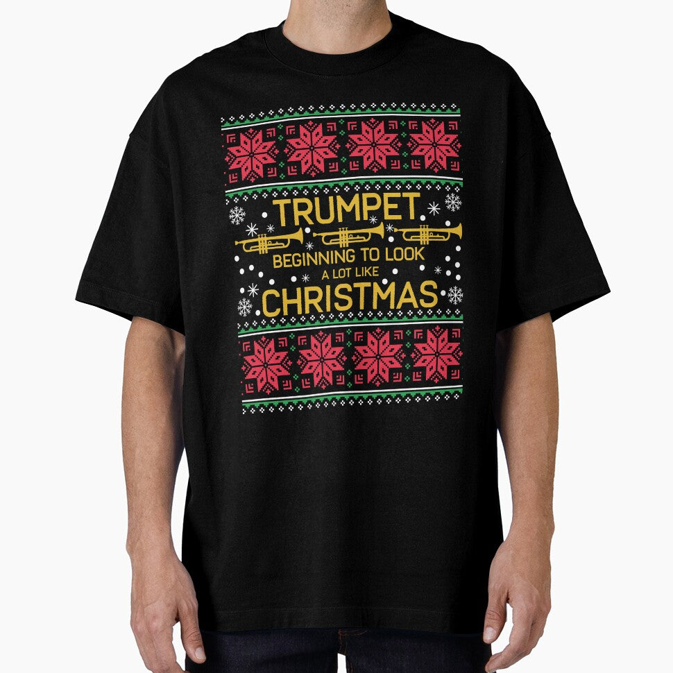 Trumpet Marching Band Ugly Christmas Sweater by mrsmitful