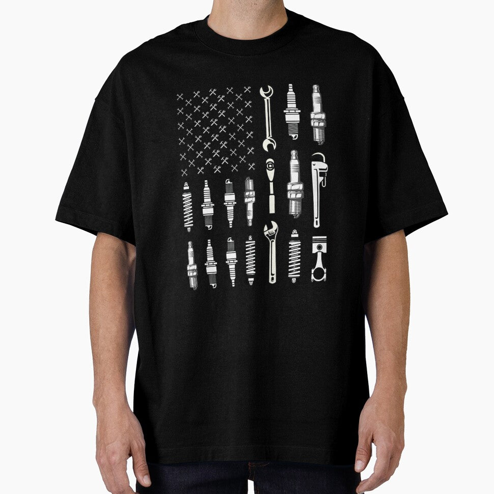 Vintage Patriotic Mechanic USA American Flag 4th Of July T-shirts Gifts by mrsmitful