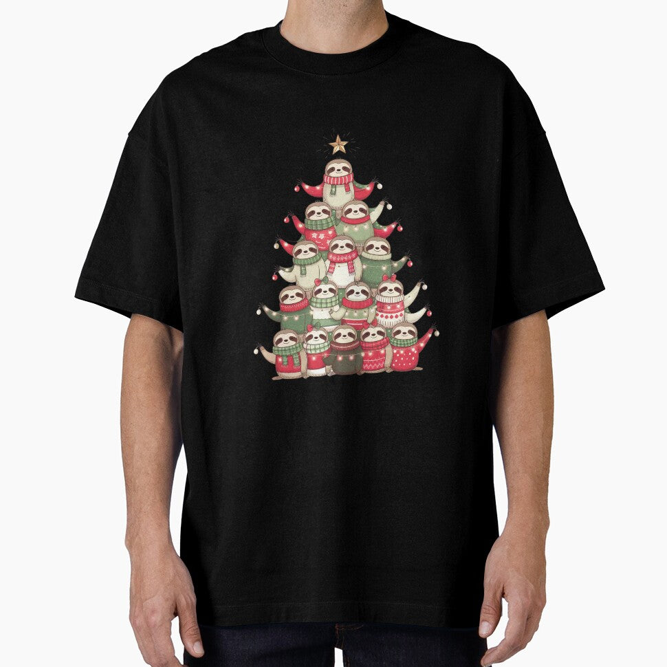 Ugly Xmas  Sweater Cute Cozy Winter Laid Back Sloth Christmas Tree by zenpatterns