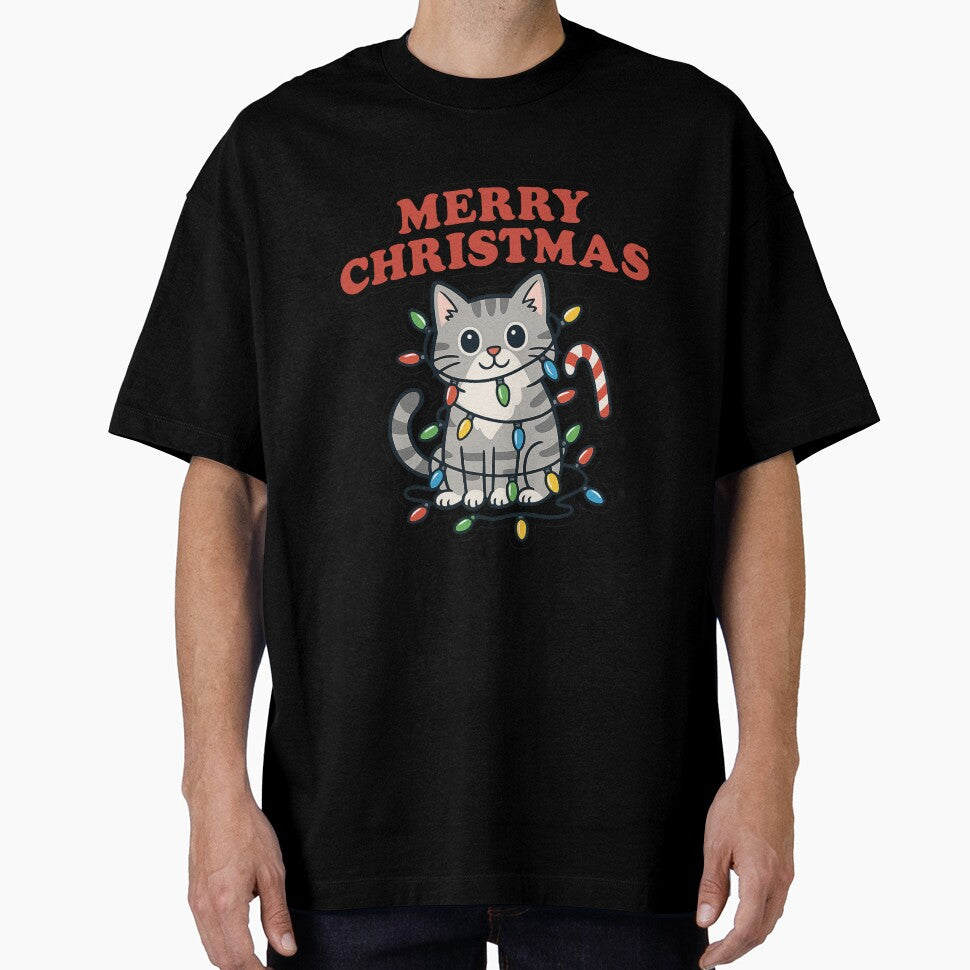Meowy Christmas Cat Tangled in Lights Funny Santa Claws Holiday Design for Stickers, Mugs, Cards, and Apparel by Eclipse 3699