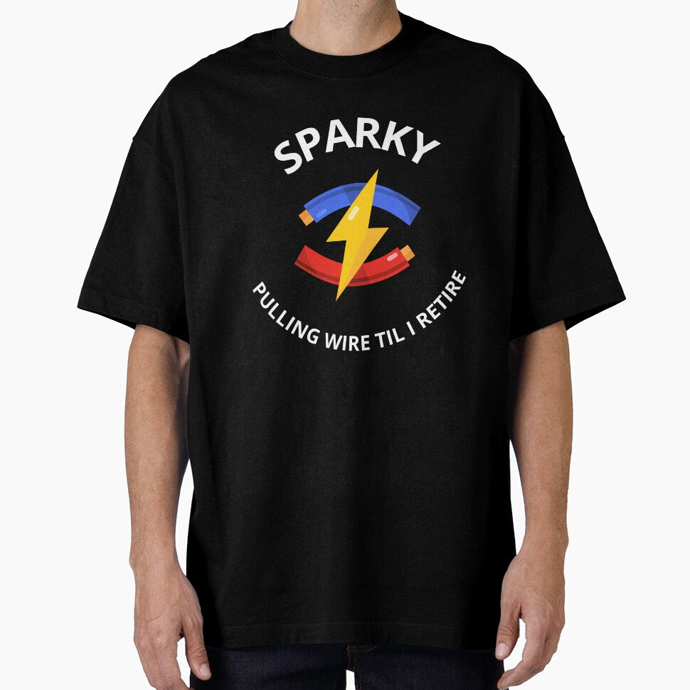 Electrician Shirt – Sparky Electrician Pulling Wire Till I Retire – Electrician Gift by JobLifeTees
