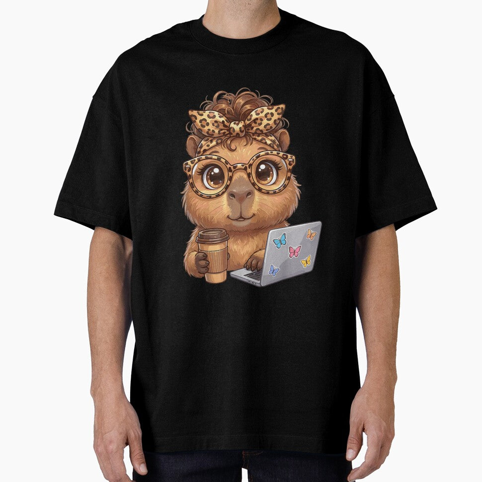 Cute Leopard Capybara Coffee Funny Nerd Women Girls Kids Art for Men Women Kids , Capybara Gift Lover by DZIRI NAJAT