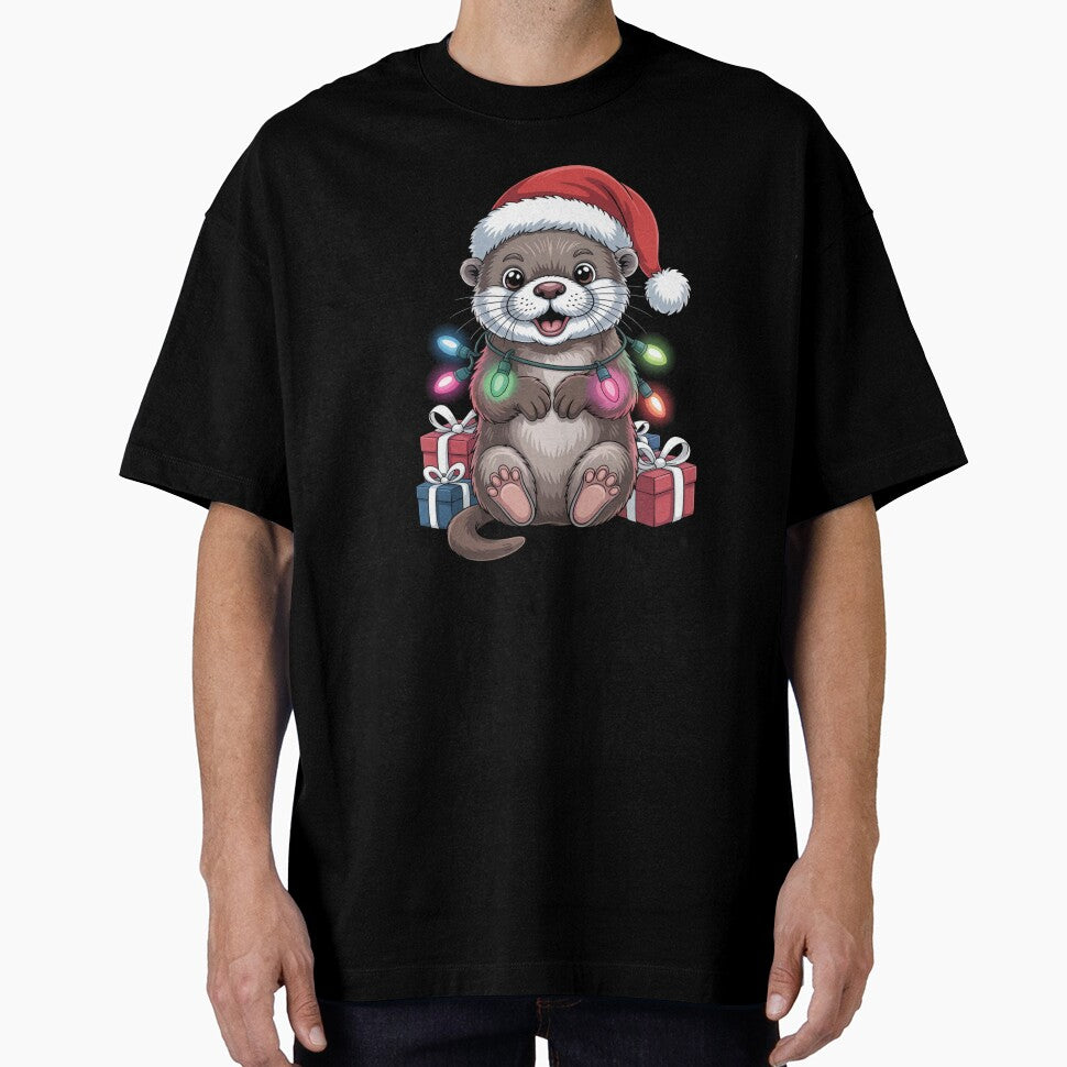 Santa Otter Wrapped in Lights Christmas by Gogetgiggles