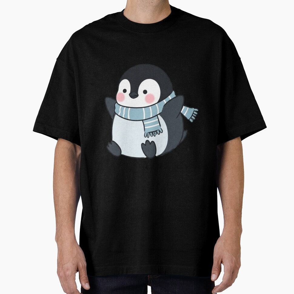 Cute Winter Penguin with Blue Scarf – Kawaii Chubby Penguin by soletstudio