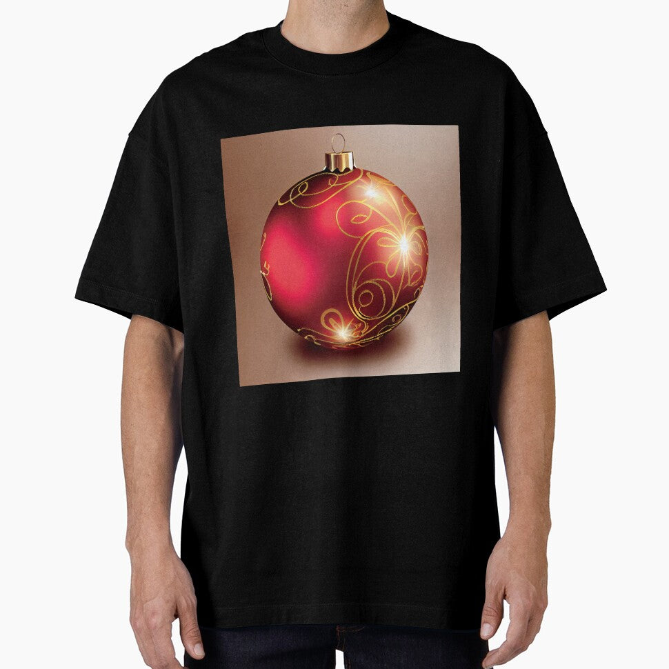 a red christmas ornament with gold swirls by DesignAtYO