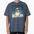 Vintage Snowman among snowflakes by EmeraldeaDesign