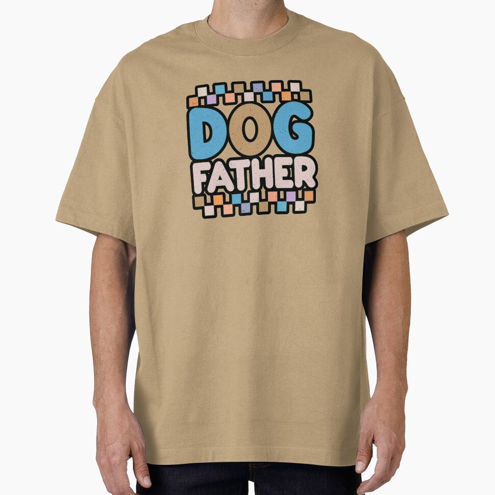Dog Father Retro Groovy Checkerboard Vintage Dog Dad Gift by creativerooney