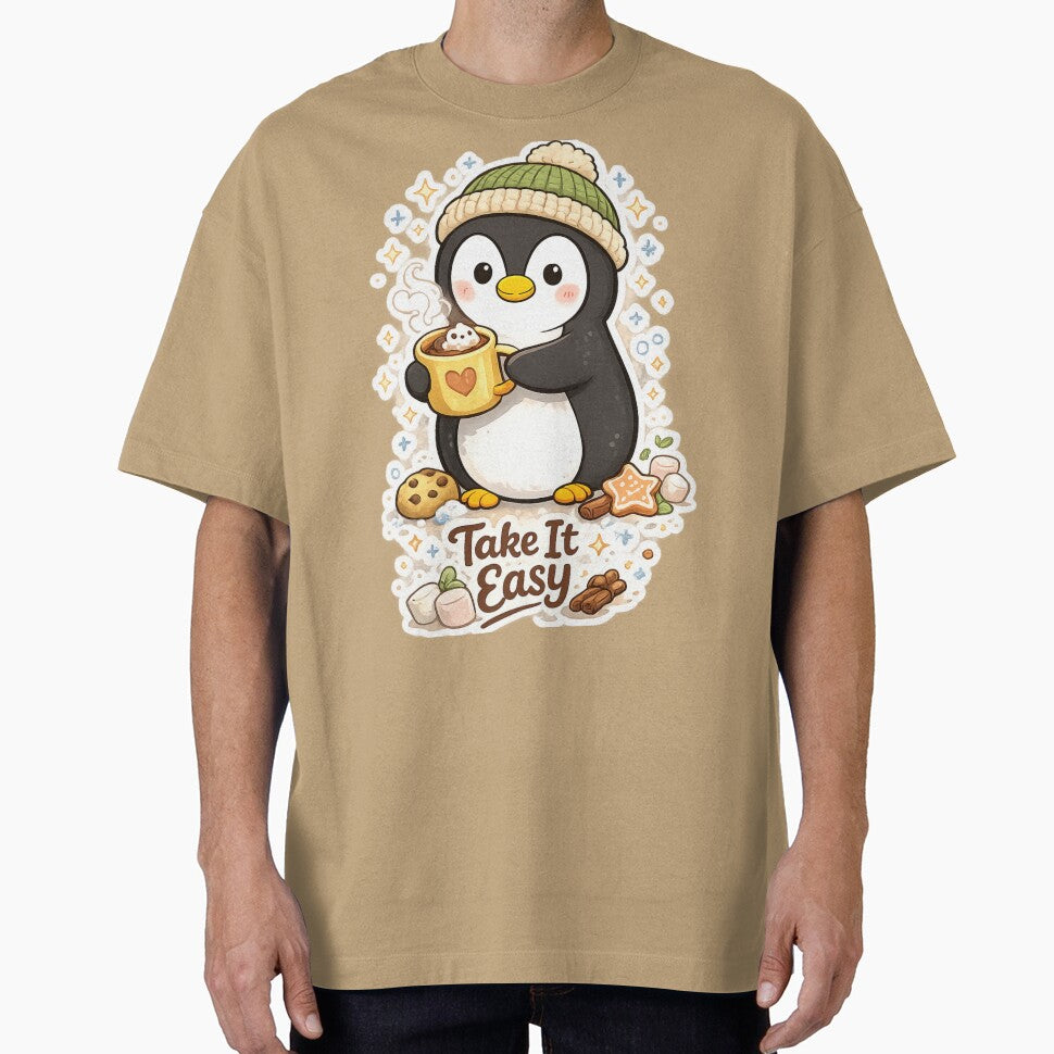 Take It Easy Cute Penguin Cozy Winter Aesthetic Design by sumodesign