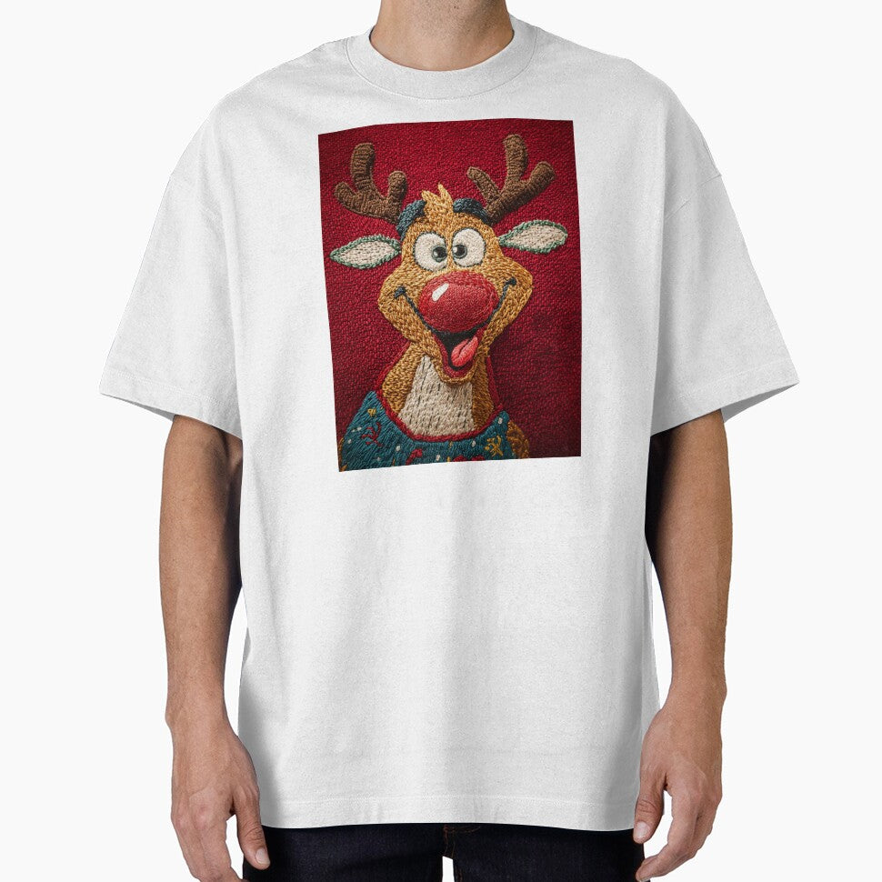 Festive Reindeer Needlework – Whimsical Holiday Embroidery Illustration by MiraLumeStudio