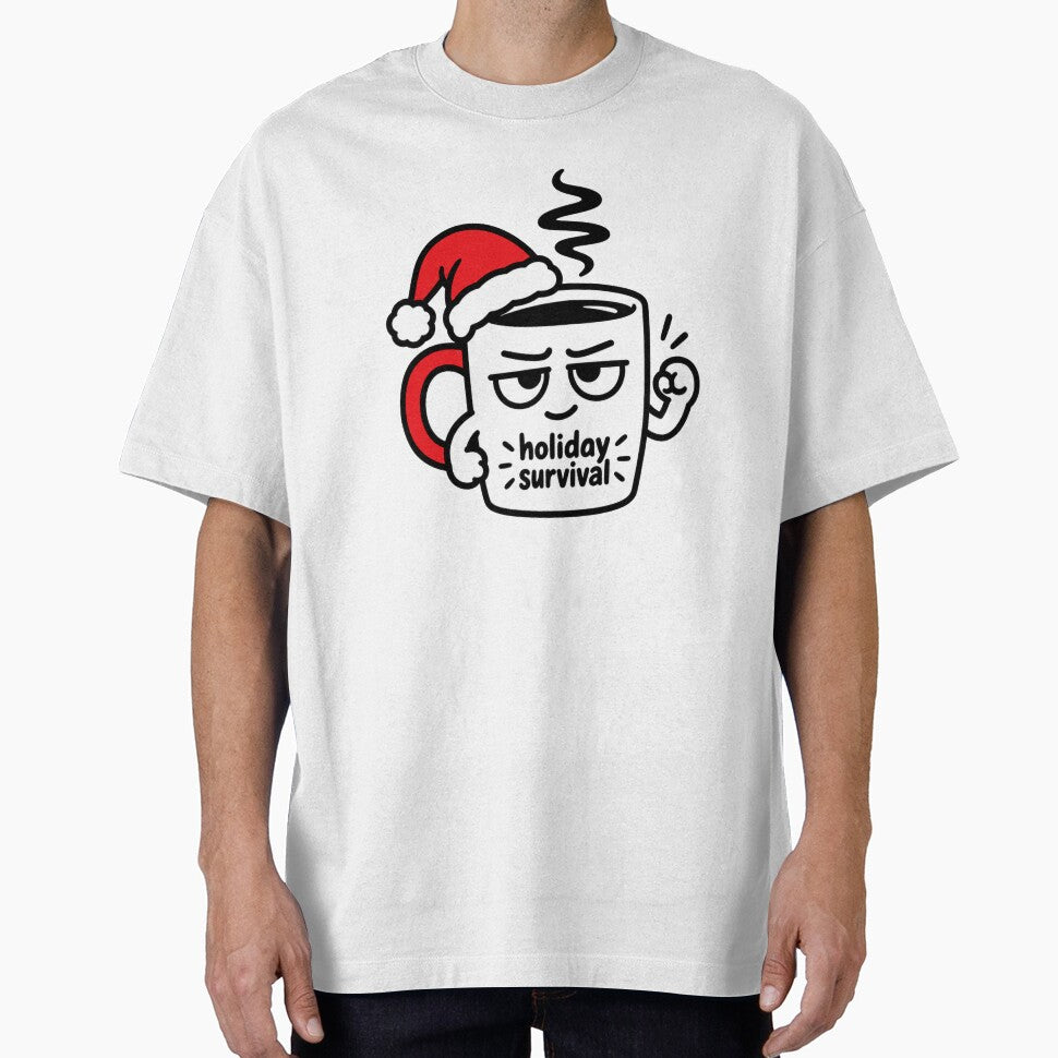 Holiday Survival Coffee Mug in Santa Hat by Alphakenon