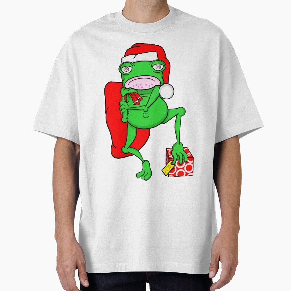 Grumpy Frog Dressed as Santa by piedaydesigns