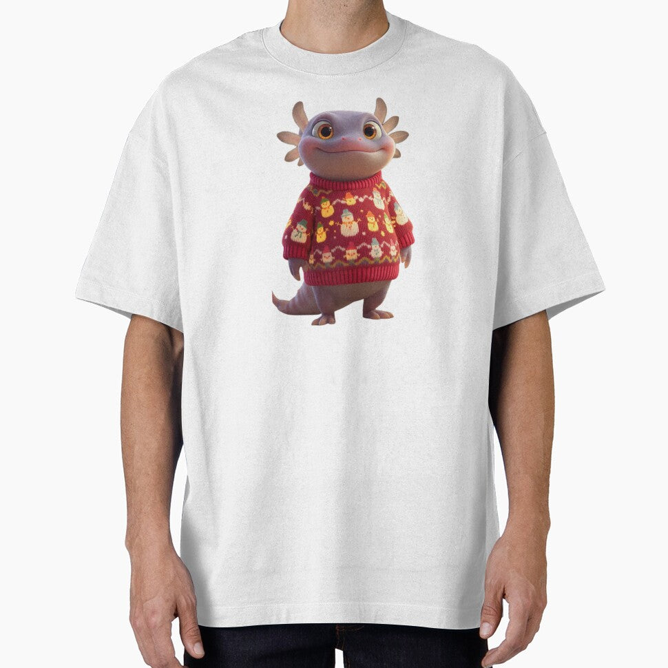 Kawaii Axolotl Christmas Sweater – Cute Smiling Salamander Holiday Gift by MadeByACJ