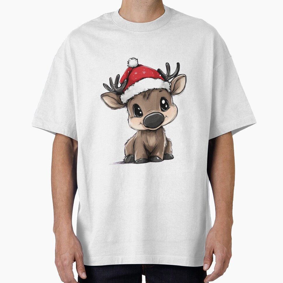 A smiling baby reindeer with a Christmas hat by EmpowerEcho