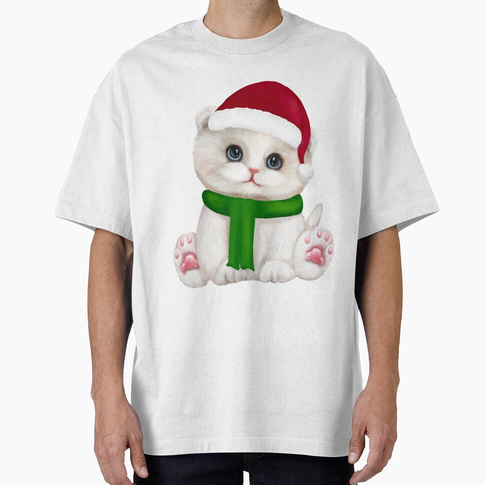 Christmas kitten little adorable cat with Santa's hat by adlydesigns
