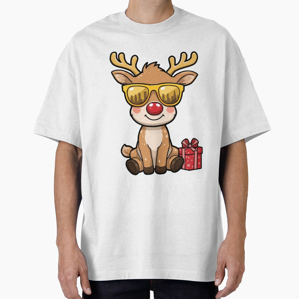 Cool Christmas Reindeer with Sunglasses and Gift Box – Fun Holiday Illustration in Chibi Cartoon Style by PixelVibe782