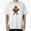 Fashionable Christmas gingerbread man in a leather jacket with gold chains and sneakers. by OlhaBondarenko