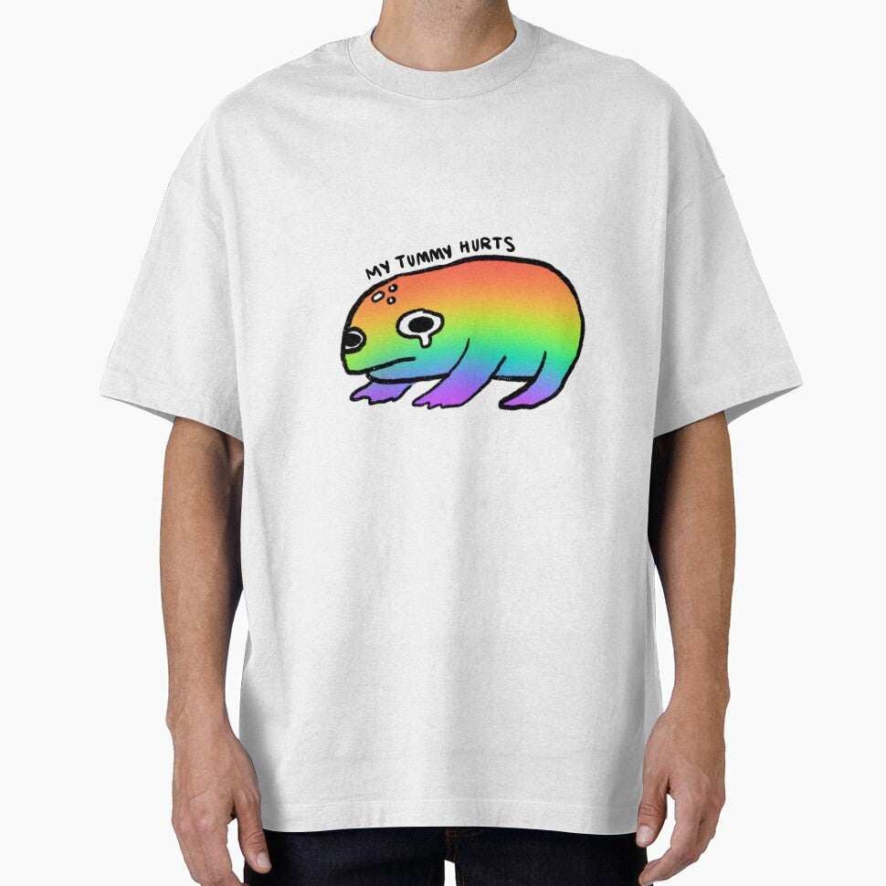 rainbow frog my tummy hurts by iristocat