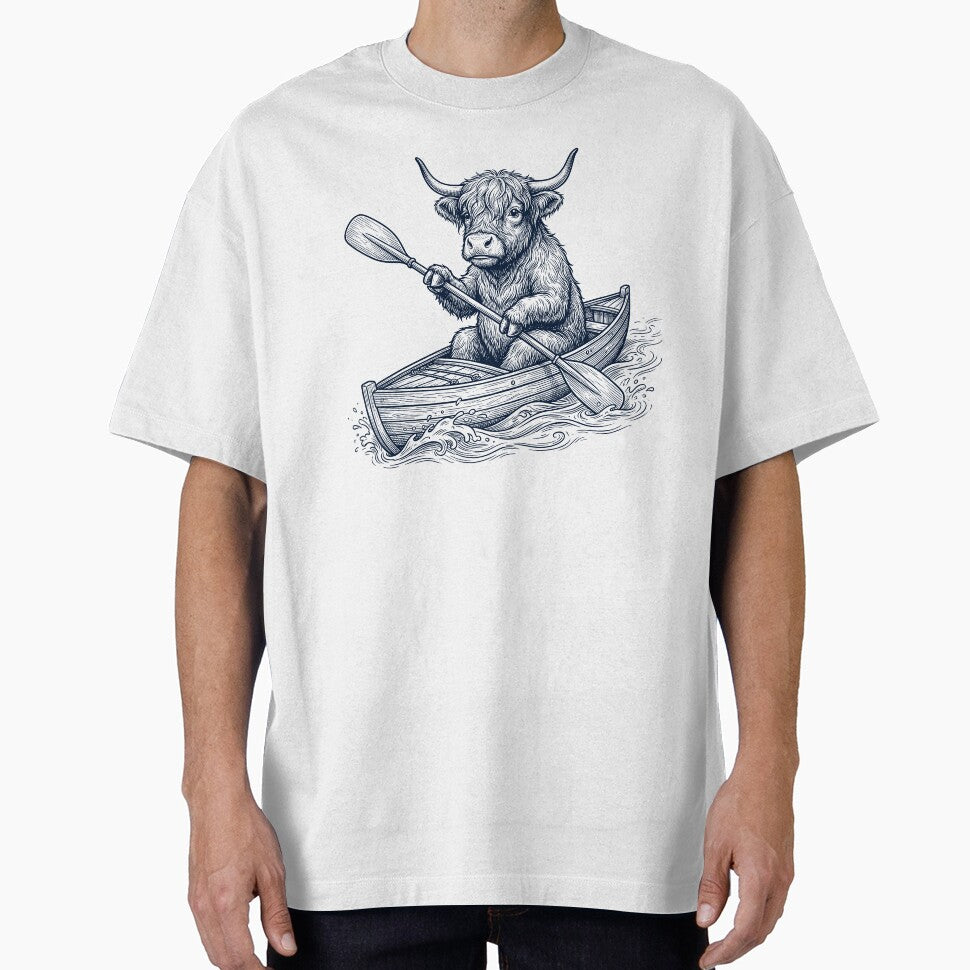 Vintage Highland Cow Kayaking Water Sports Animal Lover by DoodleTortle
