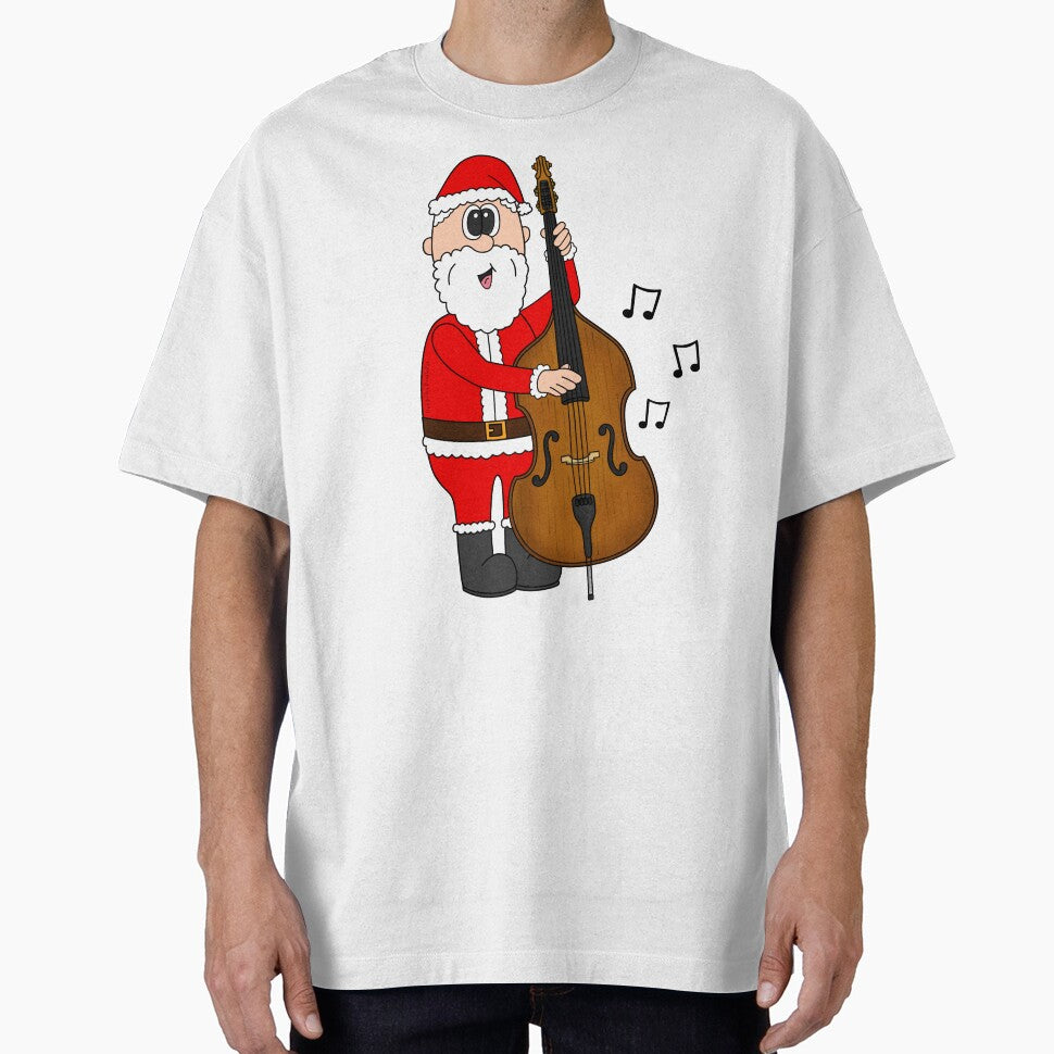 Santa Playing Double Bass, Christmas Bassist Musician Music Teacher by doodlerob