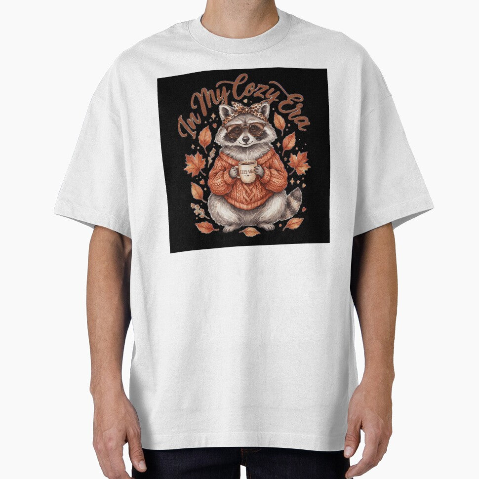 In My Cozy Era Cute Raccoon with Coffee and Autumn Sweater Design by Kellanfrost33