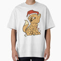 Funny Naughty Cat Tangled In Christmas Lights Santa Hat by Hilal-Studio