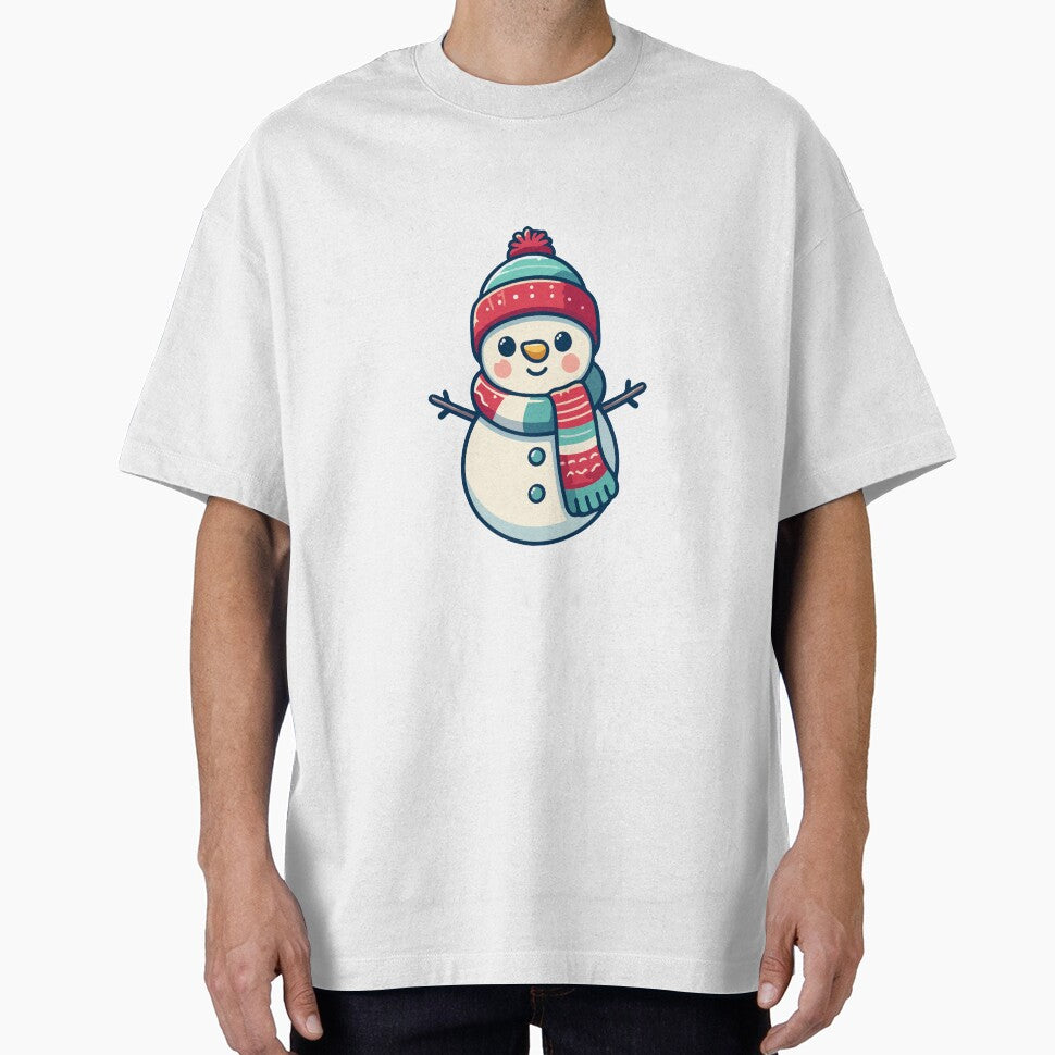 Cute Snowman in Winter Hat and Scarf - Festive Holiday by Akioos