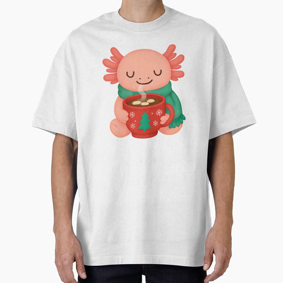 Cute Axolotl with Hot Chocolate – Cozy Winter Christmas Amphibian Gift for Axolotl Lovers by SkyTastic