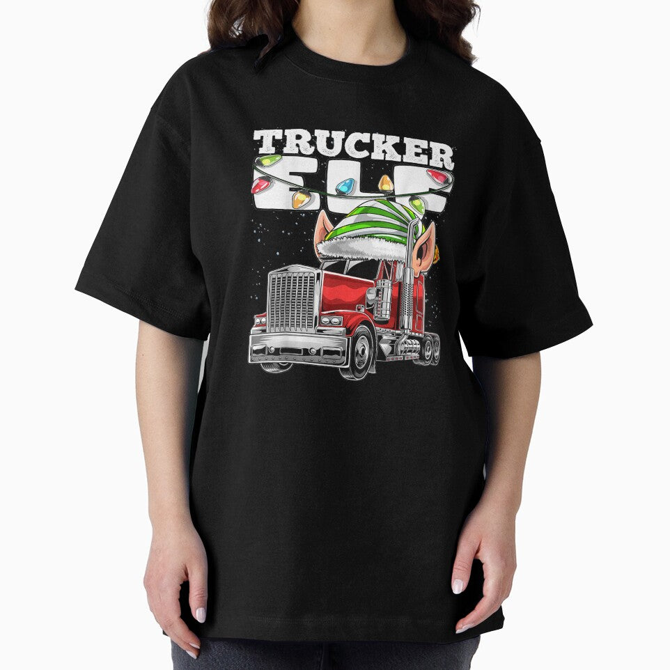 Trucker Elf Truck Driver Big Rig Funny Christmas by lishakaren