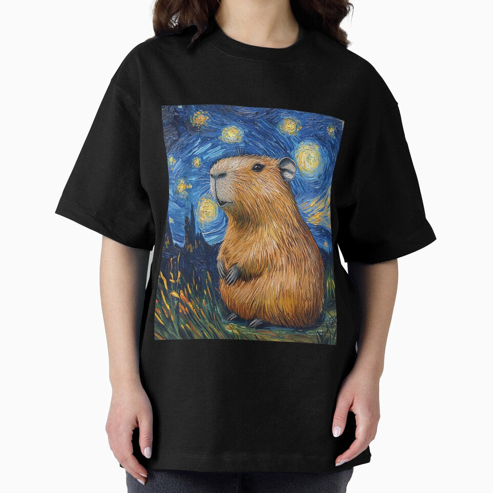 Capybara - Van Gogh Style - Starry Night - Funny Graphic Art for Men Women Kids , Capybara Gift Lover by DZIRI NAJAT